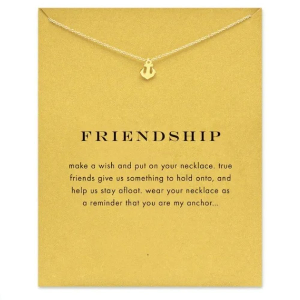 Big Day Boxes Gold Friendship Anchor Necklace 16in Snake Chain Gift Card NEW